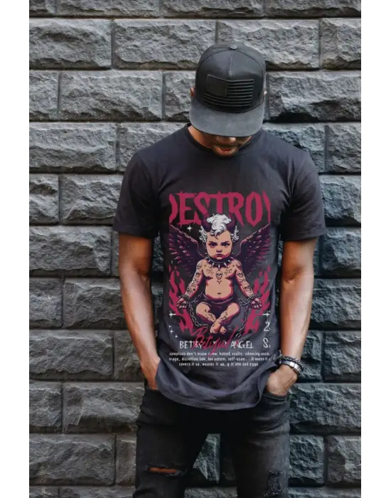 SBRD- Unisex Oversize 24/1 Penye Dtf Baskılı Tişört - Dtf144