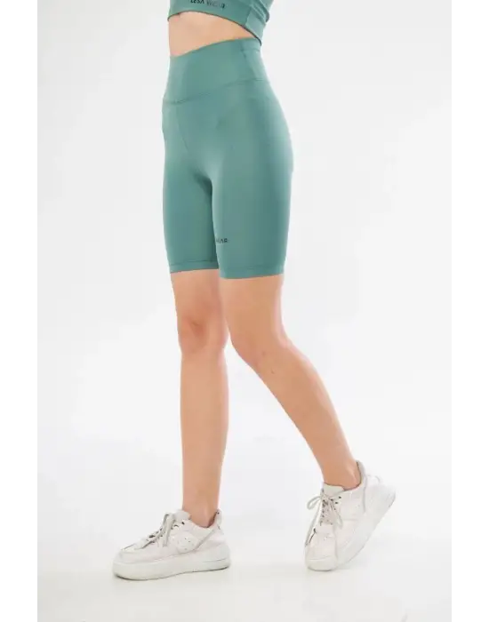 SBRD- Yüksek Bel Biker Sporcu Şort - Mint Yeşili