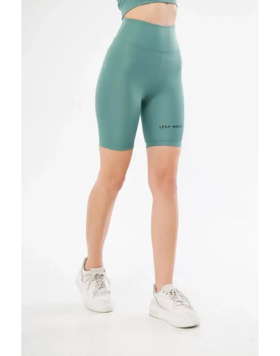 SBRD- Yüksek Bel Biker Sporcu Şort - Mint Yeşili