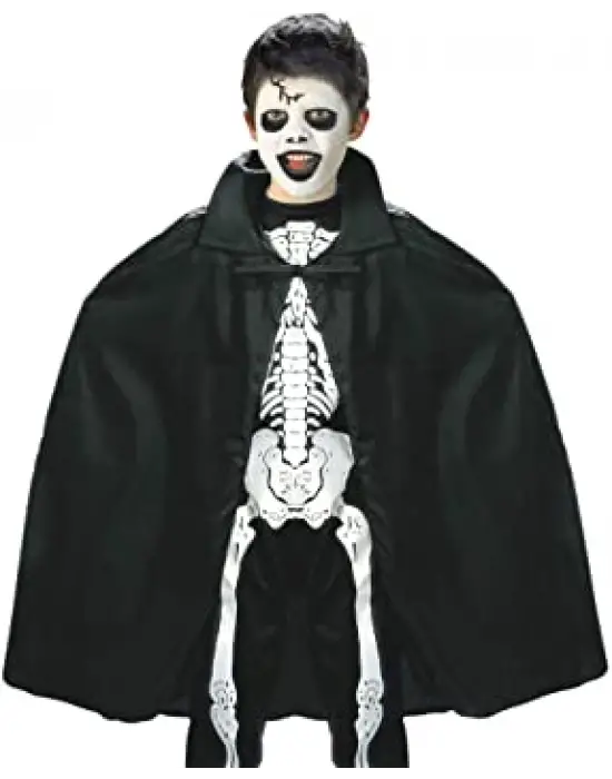 Siyah Renk Yakalı Halloween Pelerini 90 cm
