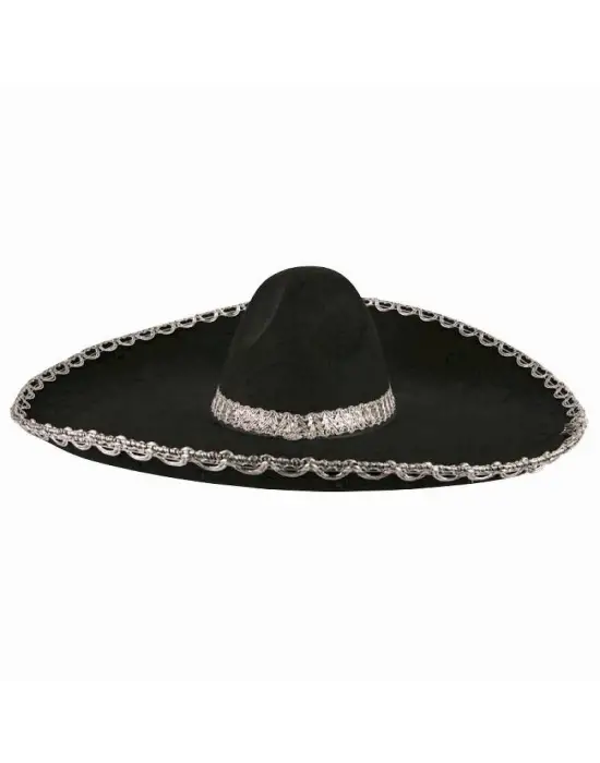 Sombrero Meksika Şapkası Mariachi Gümüş Şeritli Yetişkin Boy
