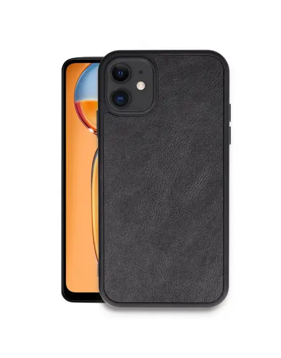 STRMN- Apple İphone 11 Kılıf Aras Deri Kapak - Siyah