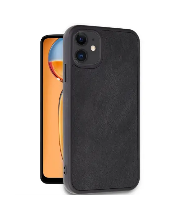 STRMN- Apple İphone 11 Kılıf Aras Deri Kapak - Siyah
