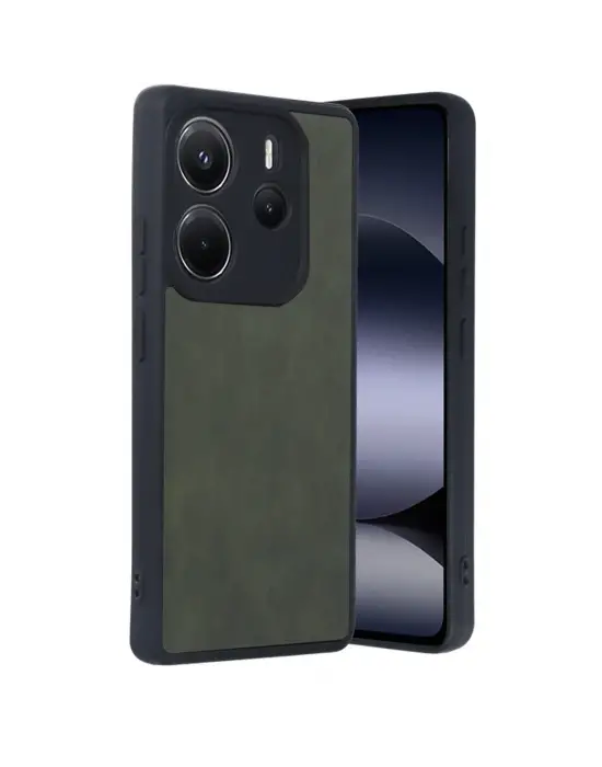 STRMN- Xiaomi Redmi Note 14 4g Kılıf Aras Deri Kapak - Koyu Yeşil