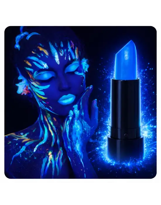 UV Neon Mavi Ruj – Karanlıkta Parlayan Makyaj Boyası