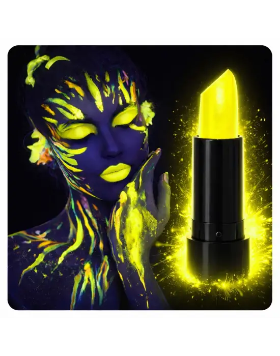 UV Neon Sarı Ruj – Karanlıkta Parlayan Makyaj Boyası