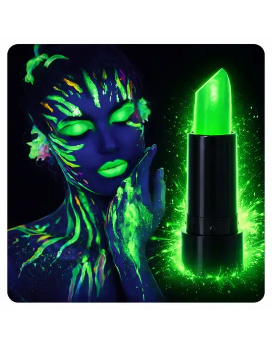UV Neon Yeşil Ruj – Karanlıkta Parlayan Makyaj Boyası