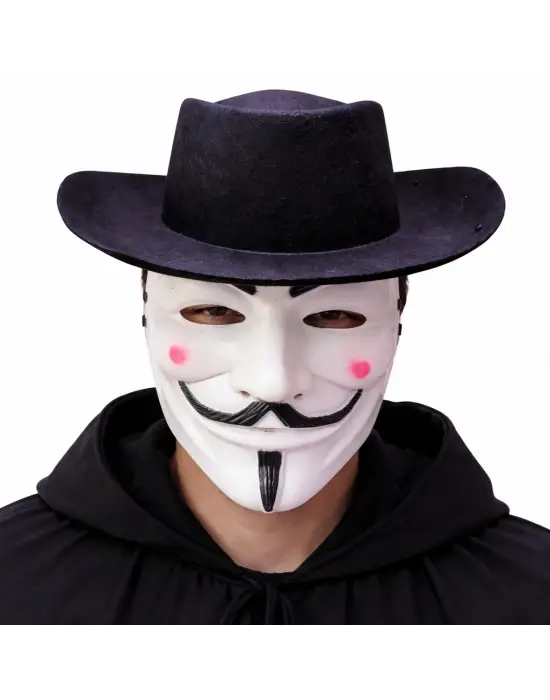 Vendetta Maske ve Şapka Seti – Anonim Stil Parti Maskesi