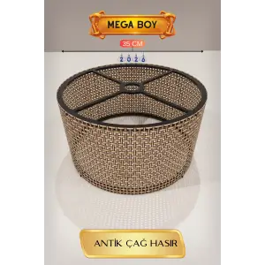 Antik Çağ Hasır Lambader Başlığı 35 CM Mega Boy