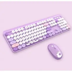 Hello Bear Mor Klavye Mouse Set