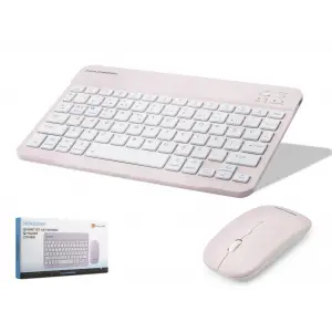 Kablosuz Bluetooth Smart Klavye Mouse Seti Şarjlı 1600 Dpi Pembe HDX2508P