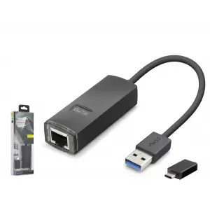 Usb 3.1 Usb Type-c Gen1 Ethernet Adaptör Gigabit Siyah LAN03
