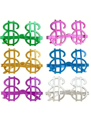 Dolar Şekilli Metalize Parti Gözlüğü 6 Adet