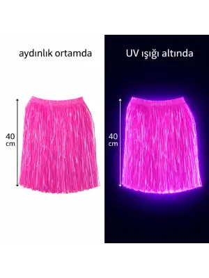 Neon Pembe Hawaii Parti Eteği 40 cm