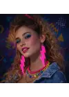 80’ler 90&amp;#39;lar Retro Neon Pembe Şimşek Küpe 10 cm