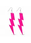 80’ler 90&amp;#39;lar Retro Neon Pembe Şimşek Küpe 10 cm