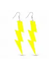 80’ler 90&amp;#39;lar Retro Neon Sarı Şimşek Küpe 10 cm