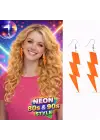 80’ler 90&amp;#39;lar Retro Neon Turuncu Şimşek Küpe 10 cm