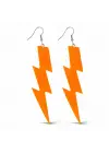 80’ler 90&amp;#39;lar Retro Neon Turuncu Şimşek Küpe 10 cm