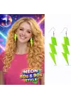 80’ler 90&amp;#39;lar Retro Neon Yeşil Şimşek Küpe 10 cm