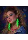 80’ler 90&amp;#39;lar Retro Neon Yeşil Şimşek Küpe 10 cm