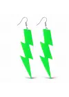 80’ler 90&amp;#39;lar Retro Neon Yeşil Şimşek Küpe 10 cm