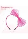 80’ler 90’lar Neon Pembe Dantel Taç Fiyonklu