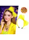 80’ler 90’lar Neon Sarı Dantel Taç Fiyonklu