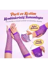 80’ler 90’lar Retro Mor File Parmaksız Eldiven 26 cm