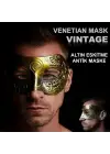 Altın Eskitme Yüz Maskesi - Antik Tarz Balo Maskesi