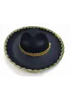 Altın Renk Şeritli Meksika Mariachi Latin Şapkası 55 cm Çocuk
