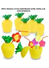 Ananas Hawaii Luau Aloha Pipetli İçecek Kabı Bardak 10x13 cm 1 Adet