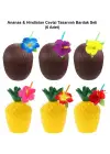 Ananas &amp; Hindistan Cevizi Tasarımlı Pipetli Bardak Seti (6 Adet)