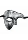 Antik Eskitme Gümüş Erkek Yarım Maske - Phantom &amp; Balo Maskesi
