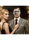 Antik Eskitme Gümüş Erkek Yarım Maske - Phantom &amp; Balo Maskesi