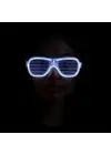 Beyaz Led Işıklı Parti Gözlüğü - Neon Glow Şerit Gözlük 3 Modlu
