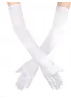 Beyaz Renk Dirseğe Kadar Uzun Kumaş Eldiven 40 cm