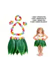 Çocuk Hawaii Kostüm Seti - Yaprak Etek &amp; Hawaii Set - 5 Parça