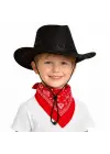 Çocuk Kovboy Şapka Siyah &amp; Kırmızı Bandana Fular Seti