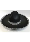 Gümüş Renk Şeritli Meksika Mariachi Latin Şapkası 55 cm Çocuk