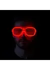Kırmızı Led Işıklı Parti Gözlüğü - Neon Glow Şerit Gözlük 3 Modlu