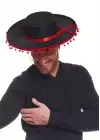Kırmızı Ponponlu Siyah Renk Yetişkin İspanyol Şapkası