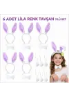 Lila Tavşan Sahne Seti 6&amp;#39;lı Set Taç Papyon Kuyruk