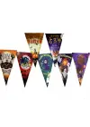 Lüks Baskılı Üçgen Model Halloween Banner Süs Bayrak 8 li