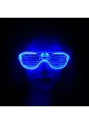 Mavi Led Işıklı Parti Gözlüğü - Neon Glow Şerit Gözlük 3 Modlu