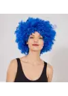 Mavi Renk Kıvırcık Afro Bonus Peruk