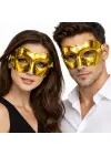 Metalize Parlak Parti Maskesi Altın Gold Renk 16x7 cm