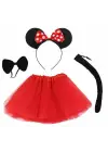 Minnie Mouse Kostüm Seti Etek Taç Kuyruk Papyon Gösteri Seti