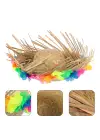Naturel Renk Püsküllü Örme Hasır Hawaii Luau Aloha Şapka 13x36 cm
