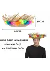 Naturel Renk Püsküllü Örme Hasır Hawaii Luau Aloha Şapka 13x36 cm